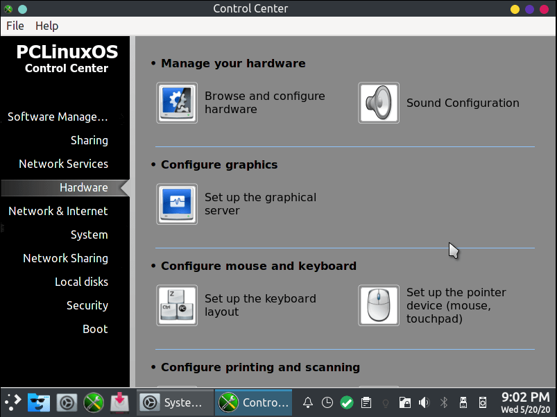 Configuración del sistema Pclinuxos