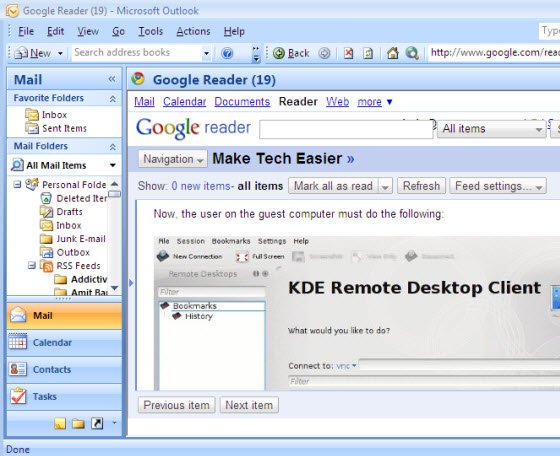 ms-outlook-iniciar sesión en google-reader