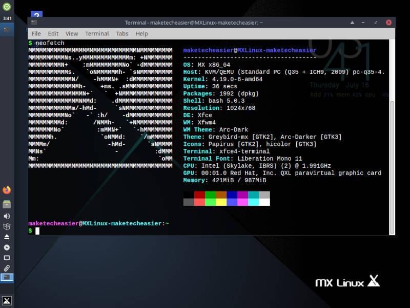 Xfce MXlinux Neofetch