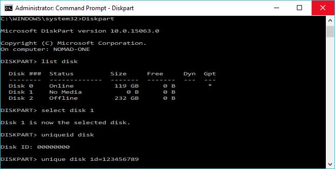 símbolo del sistema de Windows-diskpart-uids-2