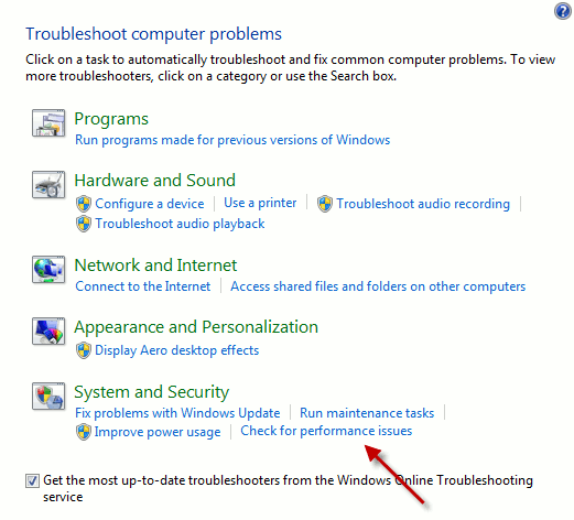 Problemas de rendimiento de comprobación de Windows