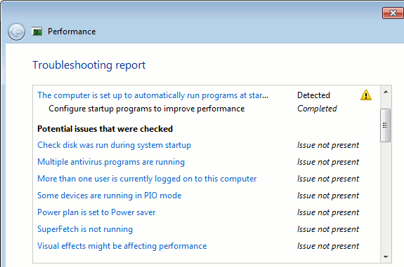 informe de solución de problemas de Windows