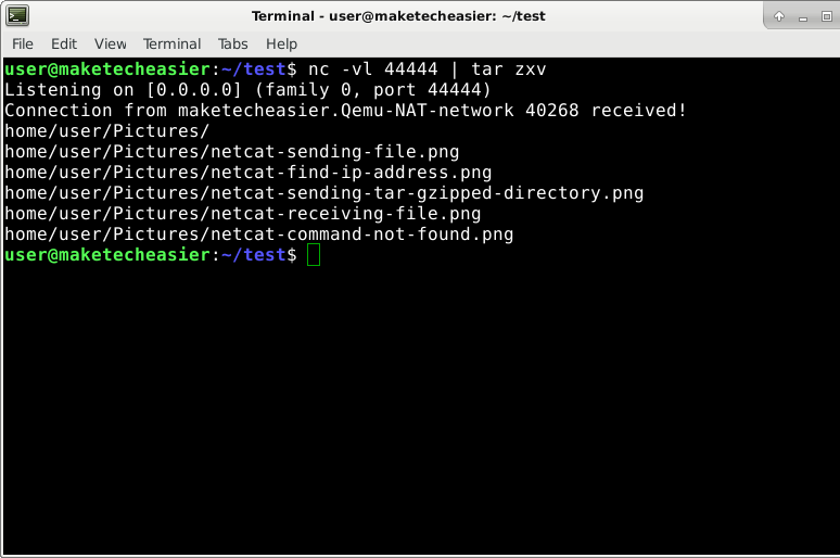 netcat-receiver-tar-gzipped-directory