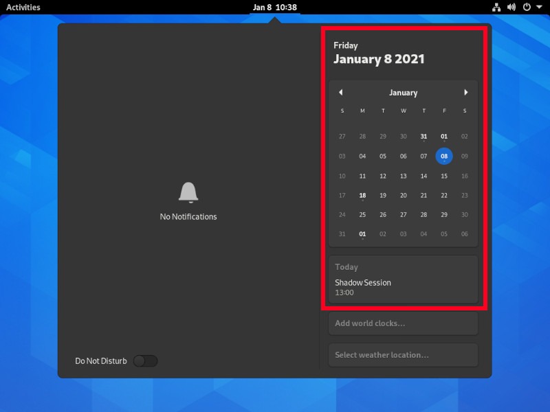 Calendario de integración de Gnome Shell con Google