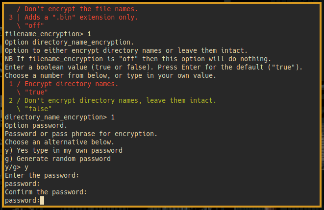 Rclone Crypt 9 Tipo de contraseña