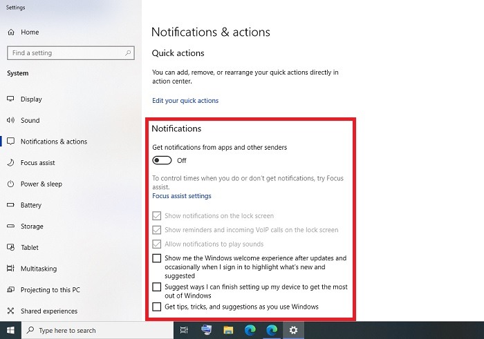 Windows Desactivar notificaciones Notificaciones de Windows10 Acciones Desactivadas