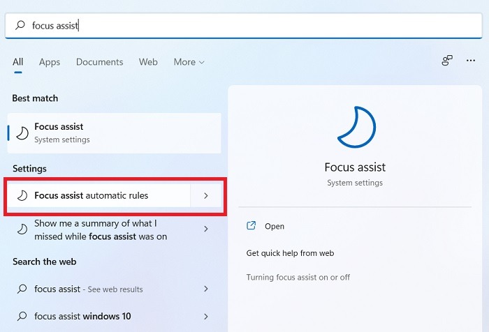 Windows Desactivar notificaciones Windows11 Focus Assist Reglas automáticas