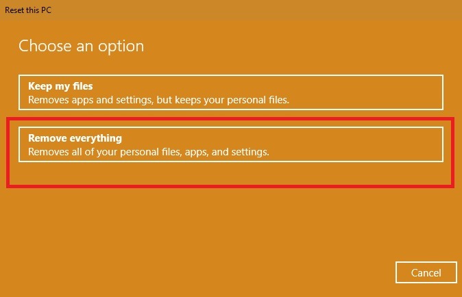 Restablecer la configuración de fábrica de Windows10 Eliminar todo de la PC