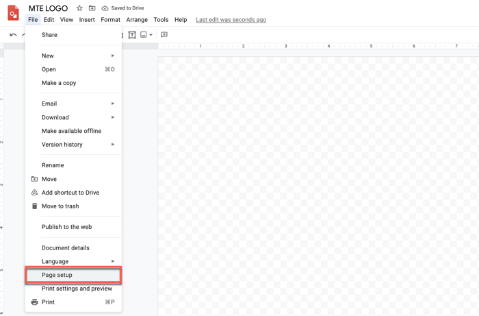 Opción de configuración de página Dibujos de Google