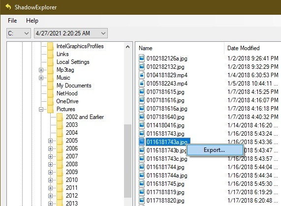 Cómo usar Shadowexplorer para extraer archivos de la exportación de restauración del sistema