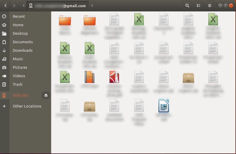 Google Drive montado en GNOME