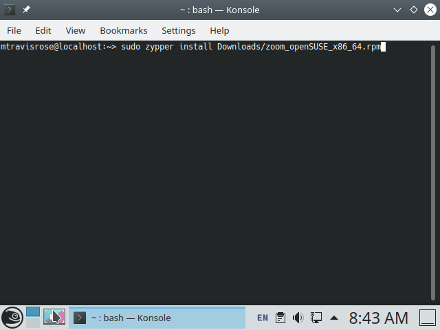 Zoom Opensuse el comando de instalación de Zoom 1