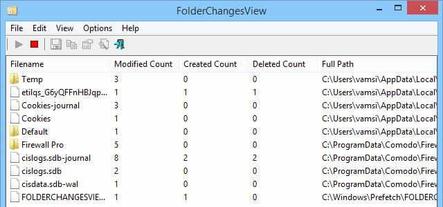 FolderChangesView se puede usar para monitorear una carpeta seleccionada en busca de cambios.