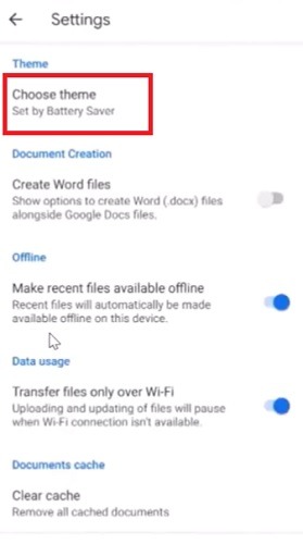 Cómo habilitar el modo oscuro de Google Docs en el tema de Android