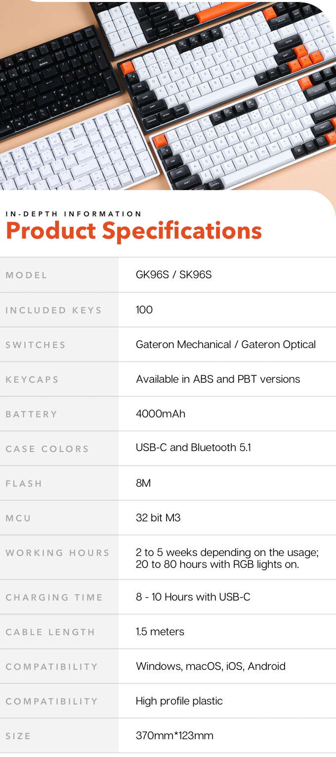 Especificaciones del producto Epomaker Gx96ks