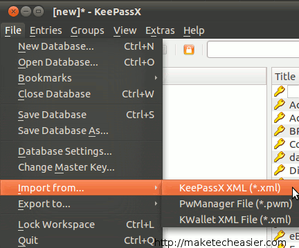 importación de keepassx