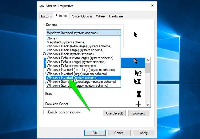 personalizar-mouse-windows-10-pointers