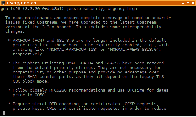 Actualización de los registros de cambios de Debian