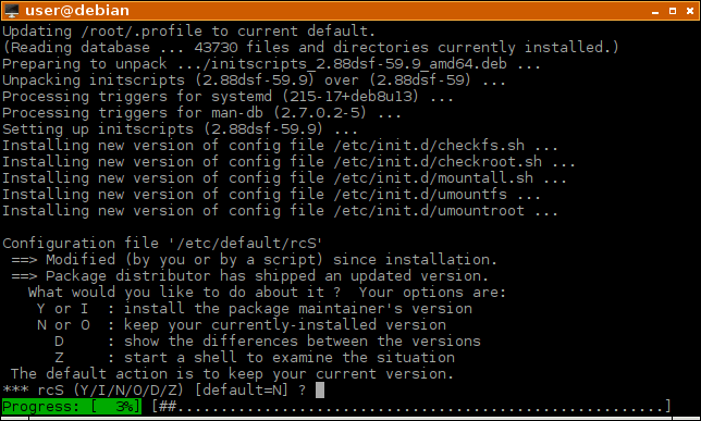 Actualización de los cambios de configuración de Debian