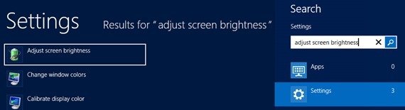 ajustar el brillo de la pantalla de búsqueda de windows 8