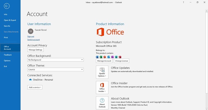 Administrar Office 365 desde Outlook