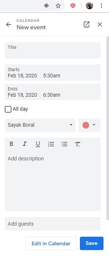 Calendario de Gmail