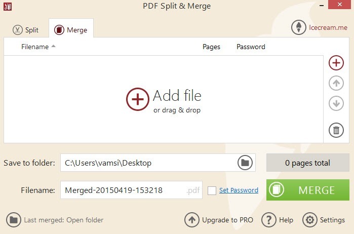 PDF Split and Merge agregar archivo.