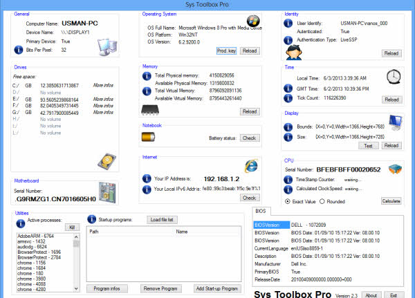 verifique la información del sistema usando Sys Toolbox