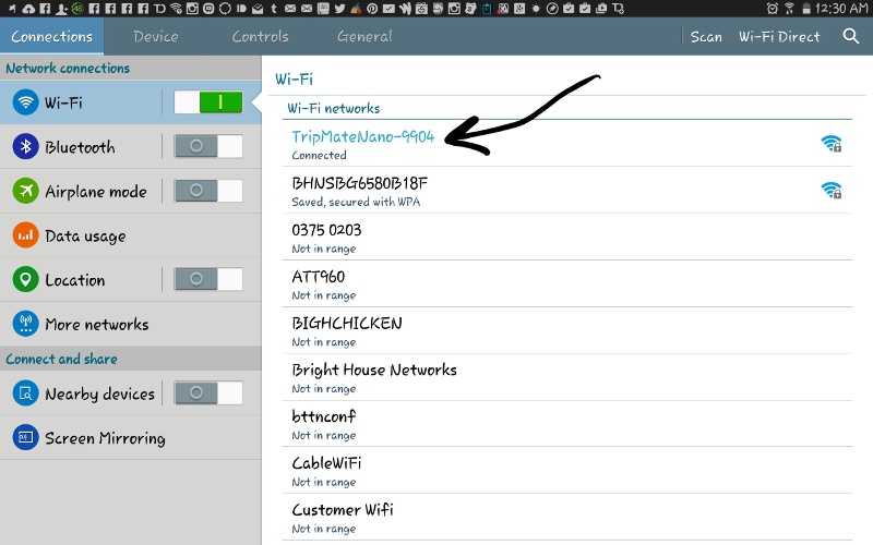 Conéctese al TripMate Nano SSID.