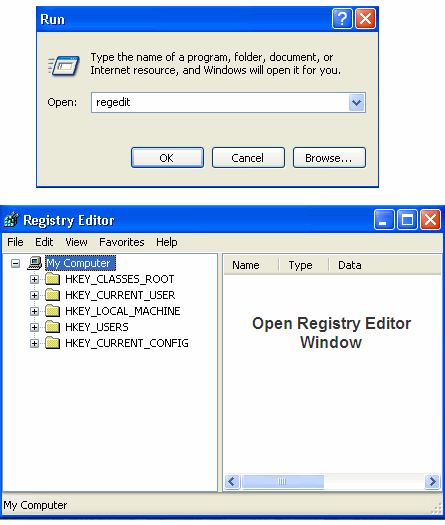 Abrir el Editor del Registro en Windows XP