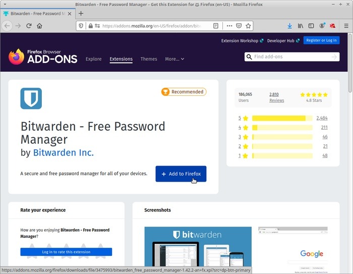 Administre contraseñas con Bitwarden Firefox Addon