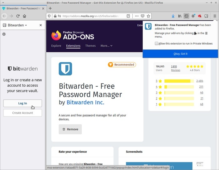 Administre contraseñas con el panel de inicio de sesión de Bitwarden