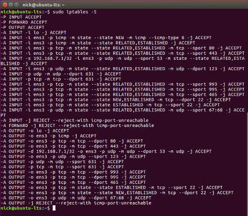 Lista de reglas de Iptables