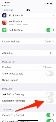 Píxeles de seguimiento de bloques Mail Ios Email 1