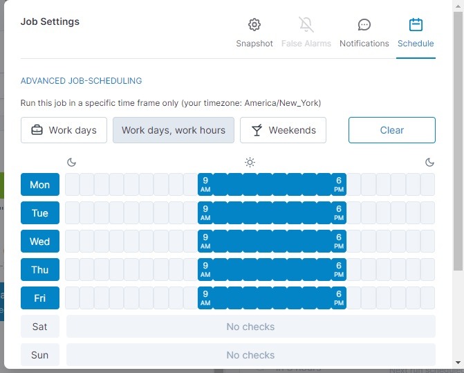 Calendario de revisión de visualización