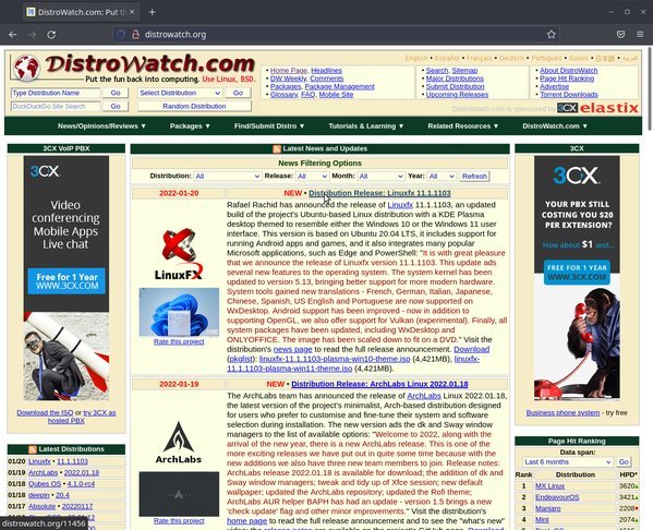 Distrotest Distrtowatch.org 1 1