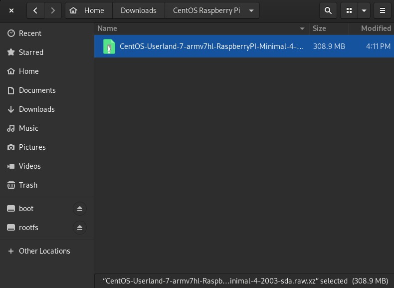 Centos en Raspberry Pi en Nautilus