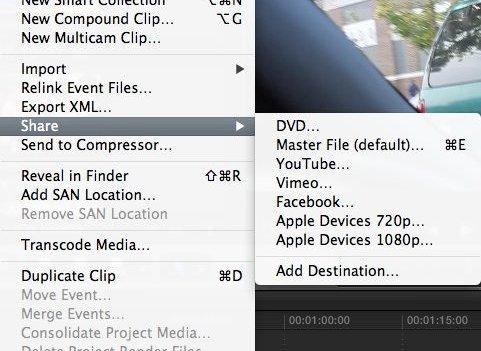 transición de imovie a final cut pro: Compartir