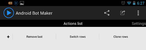 haga clic en el signo más para agregar un nuevo bot para Android bot maker