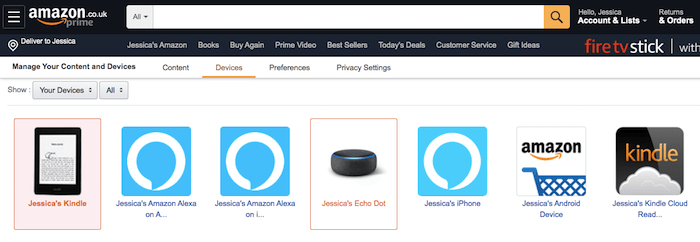 Amazon ahora mostrará todos sus dispositivos registrados;  encuentra tu Amazon Echo y dale un toque.