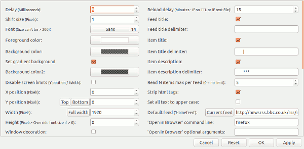 configuración de tickr