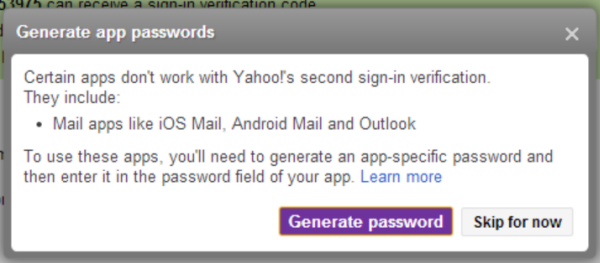 yahoo generar contraseña