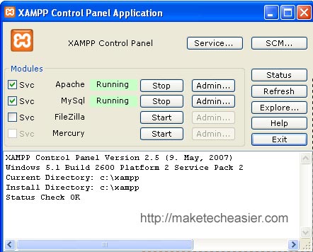 Panel de control Xampp