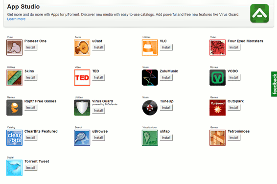 utorrent-lista de aplicaciones