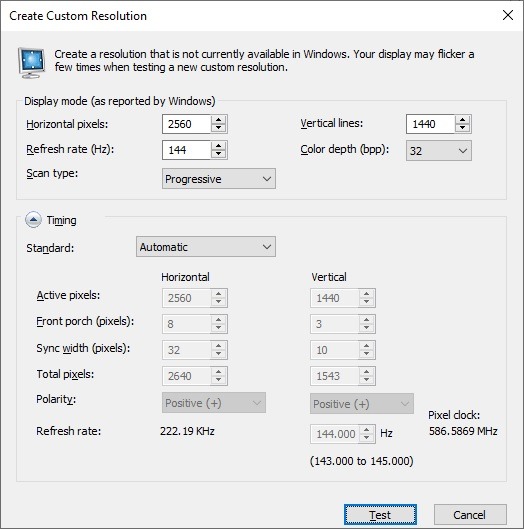 Panel Nvidia Crear resolución personalizada
