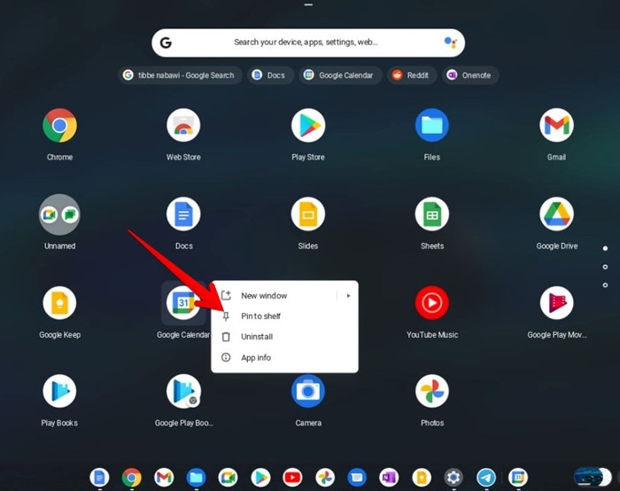 Estante de Chromebook Agregar iniciador de aplicaciones