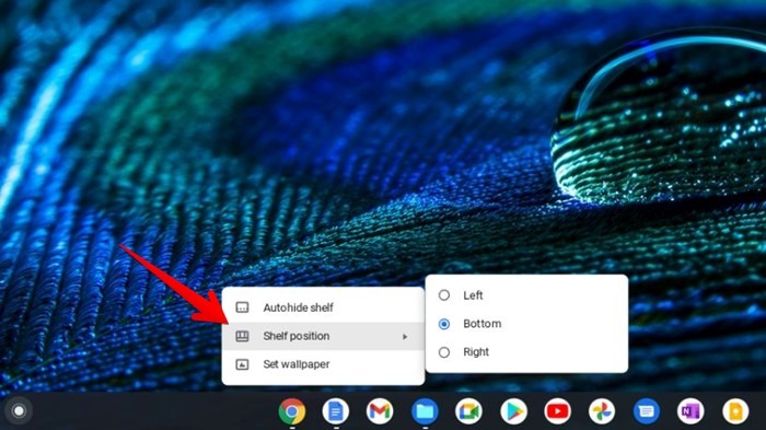 Posición de cambio de estante de Chromebook