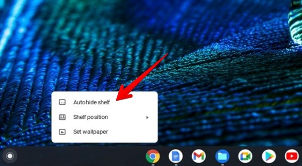 Ocultar automáticamente el estante de Chromebook