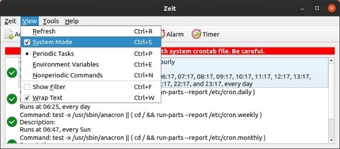 Easy Crontab con el modo de sistema Zeit