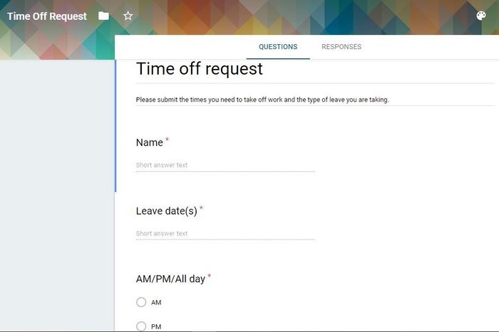 Formas de utilizar la solicitud de tiempo libre de formularios de Google